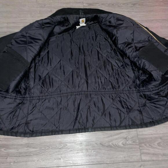 Carhartt Jacket Back Quilted Lined Black Chore Coat XXL 50 Heavy Insulate - Picture 8 of 9